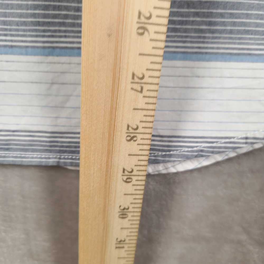 American Rag Blue and White Striped Casual Epaulette Shirt Size M - Picture 6 of 10